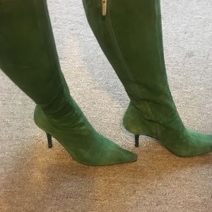 Kick *ss Green Suede Heeled Boots